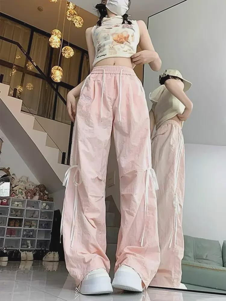 Повседневные брюки-банты American Design - спортивные брюки широкого кроя на весну/осень, тонкий фасон