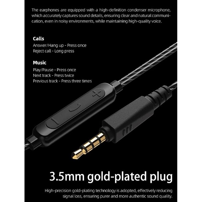[New release] 3.5mm earphone wired over-the-ear earphones Canal type with microphone Hard to fall off It won't come off Listen while using earphones