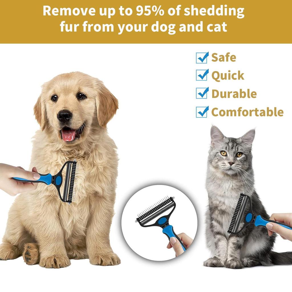 Щетка для ухода за домашними животными, инструмент 2 в 1 для удаления линьки, грабли для подшерстка, расческа для удаления спутывания ковриков, уменьшает линьку у больших собак