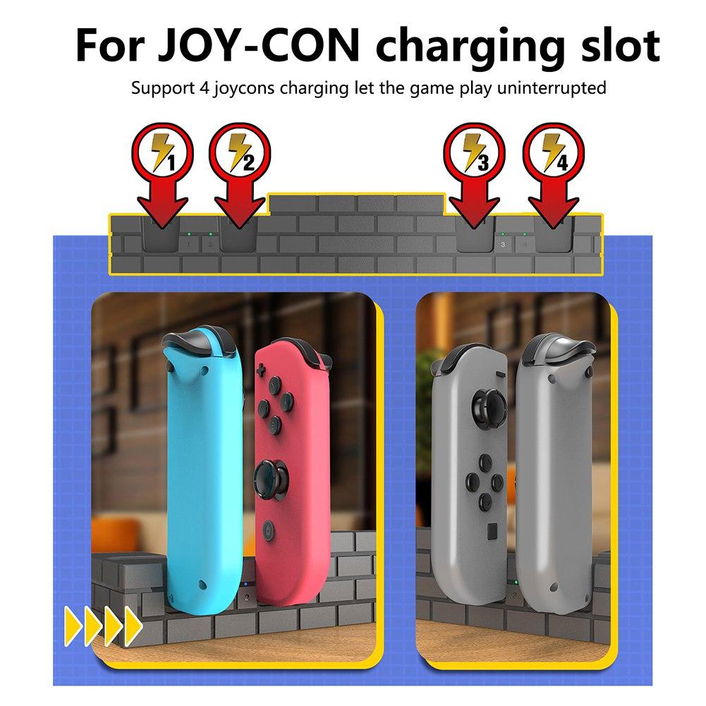 Зарядная док-станция контроллера Switch, совместимая с Nintendo Switch и моделями Joycon с OLED-дисплеем, модернизированная 8 игровыми хранилищами для Nintendo Switch Joycon