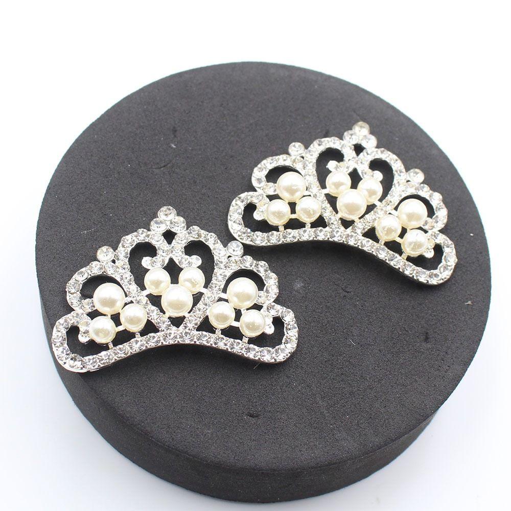 10Pcs Glamorous Crystal Pearl Crown Silver/Gold Clothing Sewing Accessories Bridal