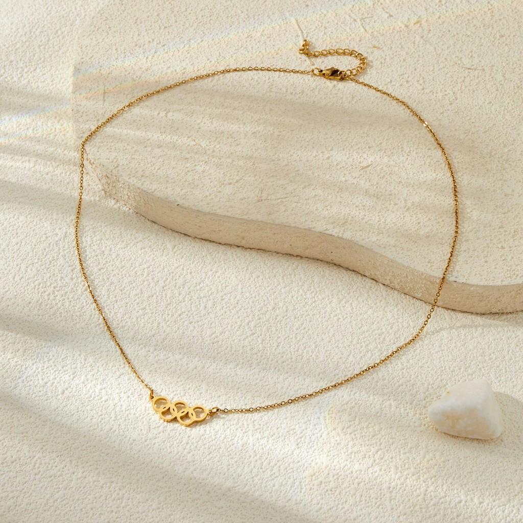 Модное ожерелье-подвеска с пятью кольцами из 18-каратного золота и серебра из титановой стали для шикарной повседневной носки