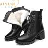 Ankle Boots Women Genuine Leather Wool Warm Winter Boots Women Large Size Anti Slip Snow Boots Women