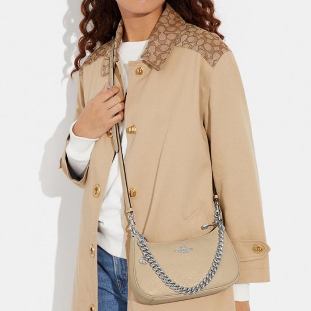 New COACH Teri Pebbled Leather Portable Crossbody Bag, Shoulder Bag Women's Ivory White CE556-SVIY