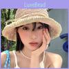 Стильная летняя широкополая соломенная шляпа с красочным бантом для защиты от УФ-лучей на пляже