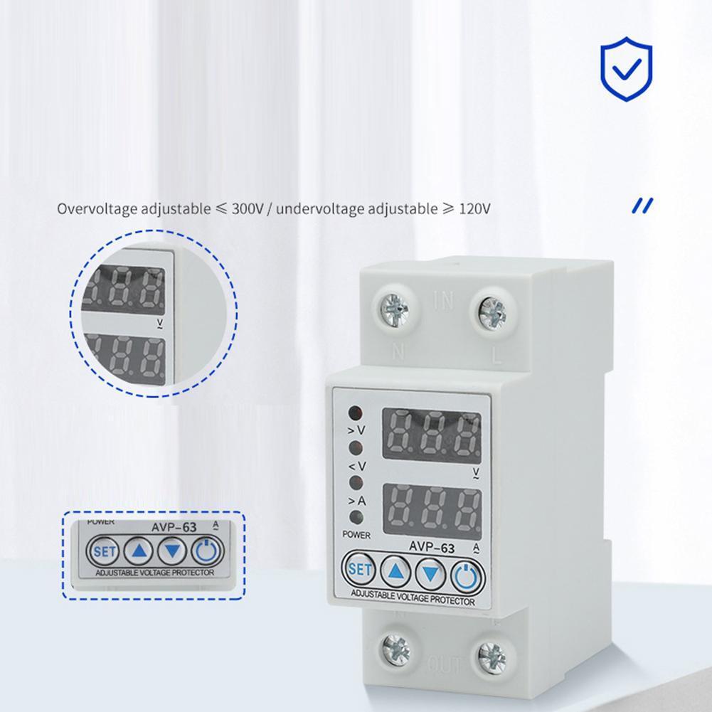 220V 40/63A Adjustable Over Under Voltage Protective Device Over Current Protection Limit Relay Protector Ammeter Voltmeter