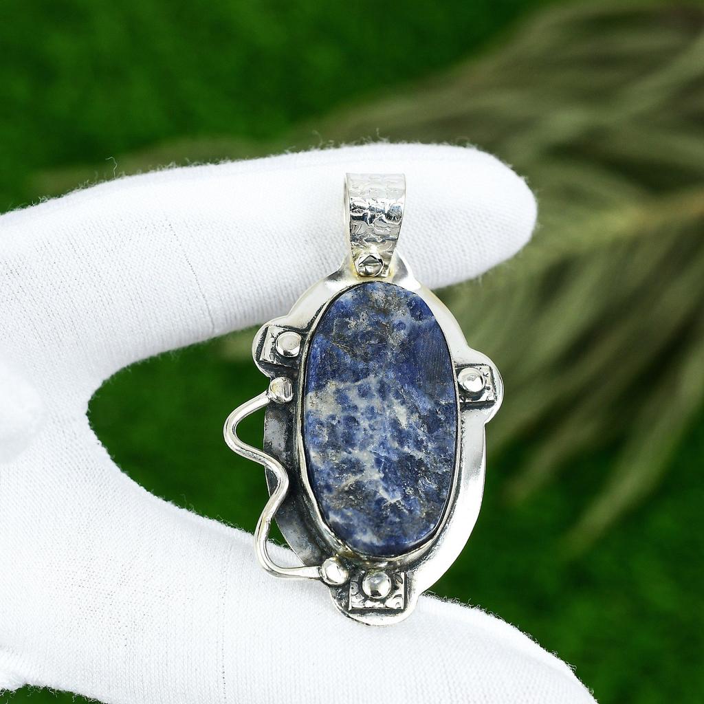 Friendship Day Deal Oval Natural Sodalite Anniversary Pendant Jewelry 925 Silver