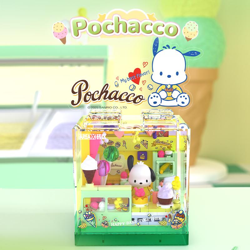 AREA-X Серия Sanrio Куроми Хелло Китти Синнаморолл Строительные Блоки MOC Креативный Дом Украшение Модель Кирпичи Игрушки Для Подарков Взрослым