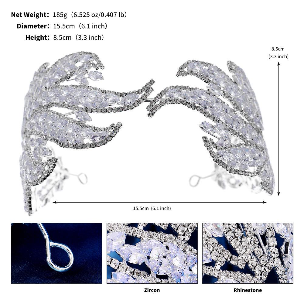 Роскошная европейская и американская свадебная повязка на голову с короной из циркона - металлическая широкая конструкция