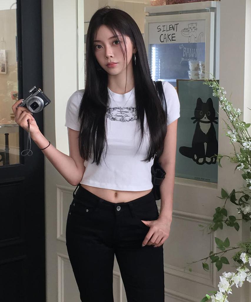 BOUNDARY Glam Printed Slim Tee-Shirts Wh_B261Msm115