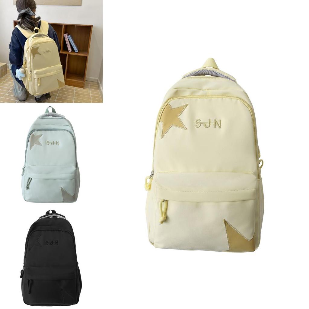 Five Pointed Star Nylon School Backpack For Students With Large Capacity And Curved Shoulder Straps For School Use