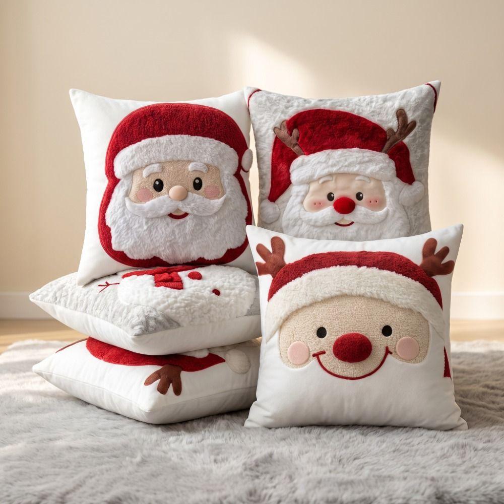 Soft Christmas Pillow Covers Tree Xmas Pillowslip Cartoon Santa Pillow Cover Sofa