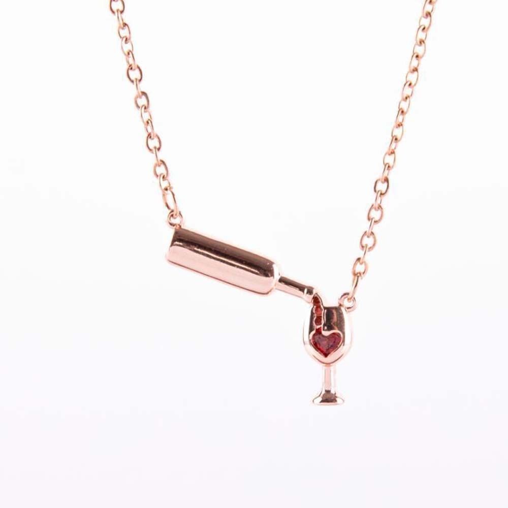 Wedding Gift For Women Zinc Zinc Alloy Red Wine Wineglass Glass Bottle Pendant Jewelry Necklace Choker