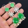 Mothers day Deal Sterling Silver Pear Green Chalcedony Stone Dangle New Earrings