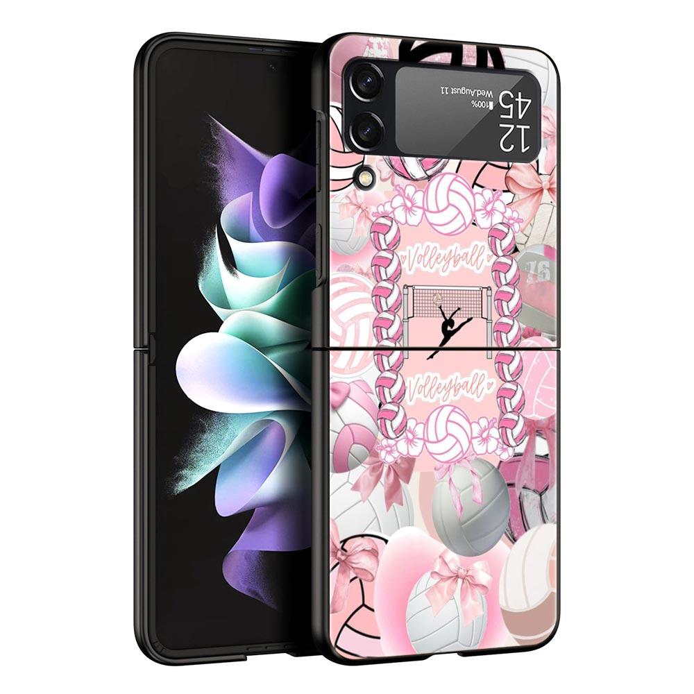 Жесткий ПК чехол для телефона Samsung Galaxy Z Flip 7 6 5 4 Черная крышка для Galaxy Z Flip 3 Складные ударопрочные сумки с рисунком волейбола