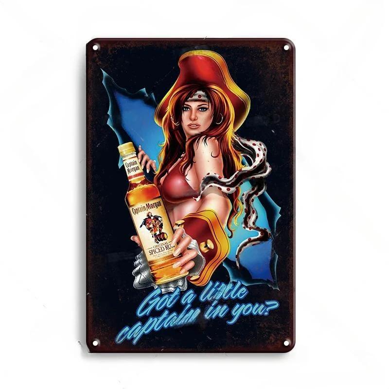 Винтажные жестяные знаки с ромом Captain Morgan, плакаты, настенный декор, ретро-металлический знак, Havana Club, Bacardi, Kraken, табличка, бар, кухня