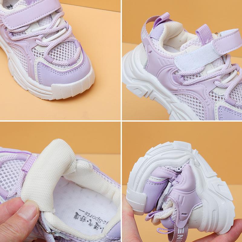 Детская спортивная обувь, новая летняя обувь для девочек, повседневная обувь с противоскользящей сеткой на мягкой подошве для мальчиков, дышащие кроссовки