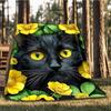 1 шт. Плед для улицы с принтом черной кошки, легкий полиэстер,