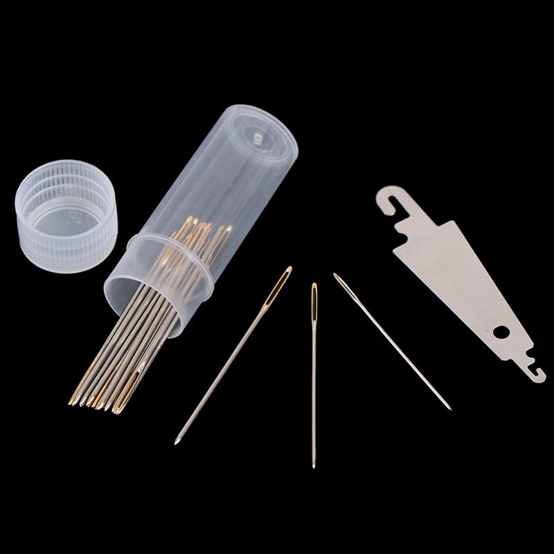 30 шт. иглы для ручного шитья с золотым глазом, иглы для вышивки крестом с нитевдевателем