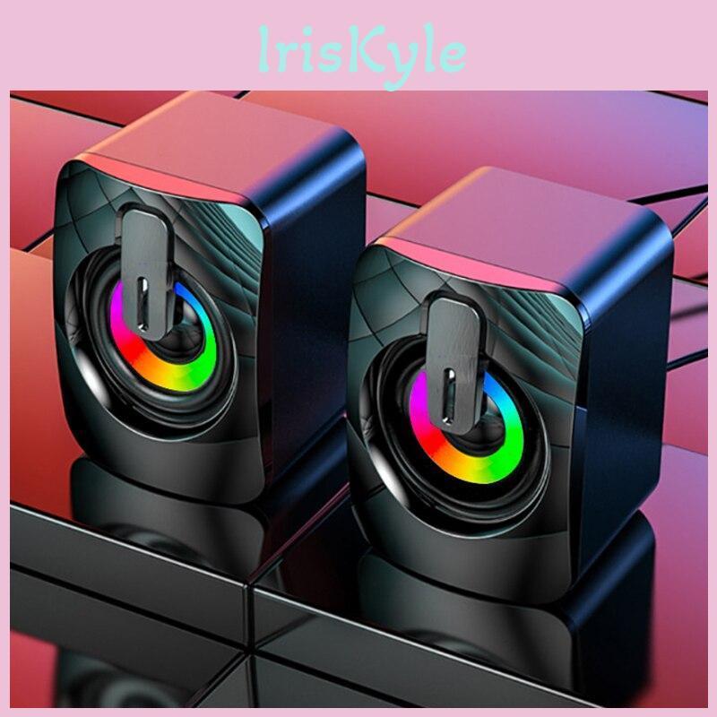 Звуковые колонки для ПК, компьютерные, Hi-Fi, стерео, микрофон, USB, проводные, Caixa De Som со светодиодной подсветкой для настольного компьютера