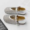 Mary Jane Single Shoes Women's New Fashion Hollow Mesh Shoes Flat Bottom One Word with Fisherman Shoes Hole Shoes Women