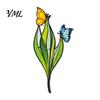Outdoor Decorative Inserts Colorful Planter Insert Stake, Double-Sided, Flower Pot Decor Metal Yard Art Ornaments Insect Animal Stake for Plant