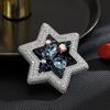 Брошь 'Легкая роскошь' с вырезанной шестиконечной звездой, полностью инкрустированная цирконием, темпераментная, аксессуар-булавка для пиджака, пальто, костюма