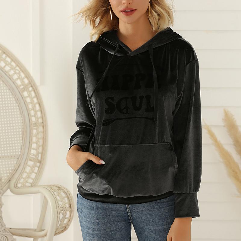 Женская флисовая толстовка, повседневный пуловер, топ с капюшоном