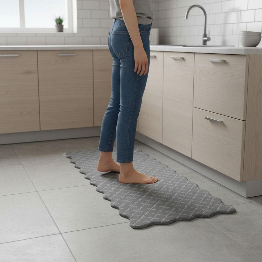 Wear-resistant Kitchen Rug Thickened Door Mat Comfortable Scalloped Embossed Kitchen Mat Office