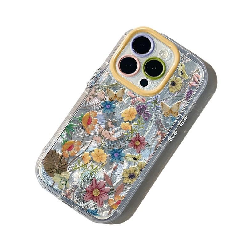 Букет в стиле ретро во весь экран для чехла для мобильного телефона IPhone16pro для Apple 15pro Кремовая перьевая пряжа 15 Ультратонкий