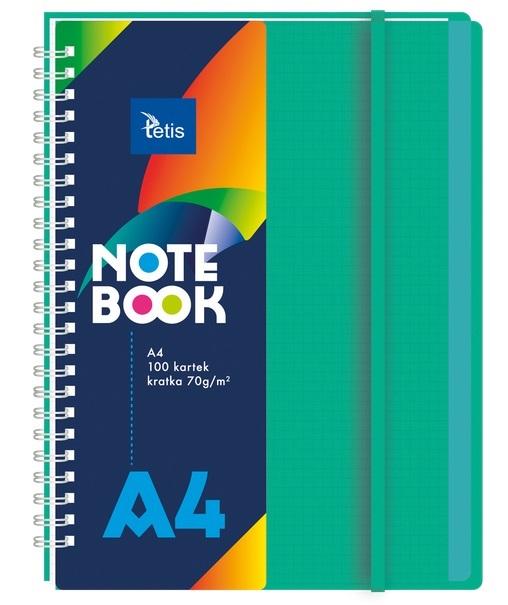 Green A4 spiral notebook. PP cover, 70g/m2, 100 sheets