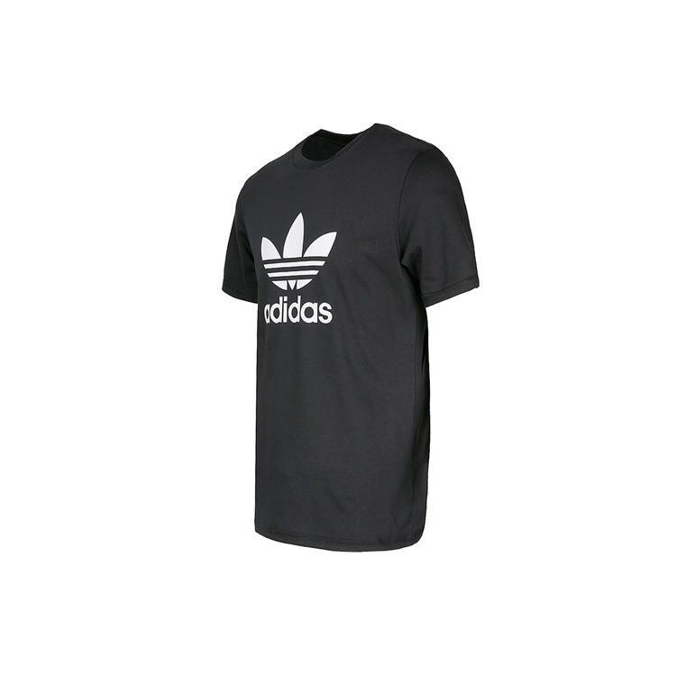 Adidas Originals Trefoil Logo Print Спортивная футболка с коротким рукавом Мужские топы Черные AJ8830