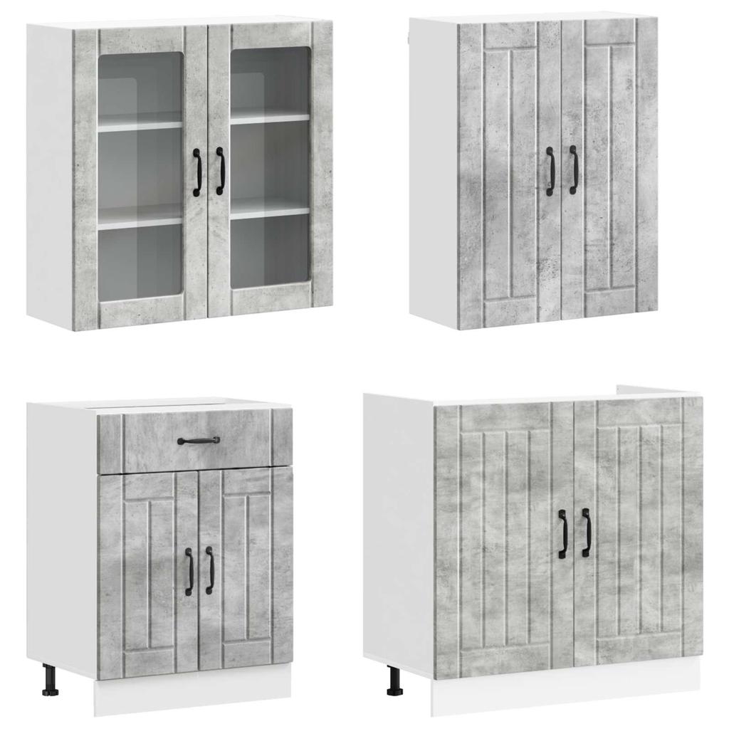 Kitchen Unit LUCCA 8 pcs Concrete Grey Engineered Wood