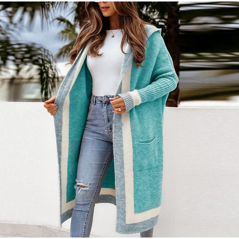 Толстый вязаный женский кардиган с капюшоном, свитер, весна, осень, зима, вязаное мягкое свободное пальто, длинные кардиганы