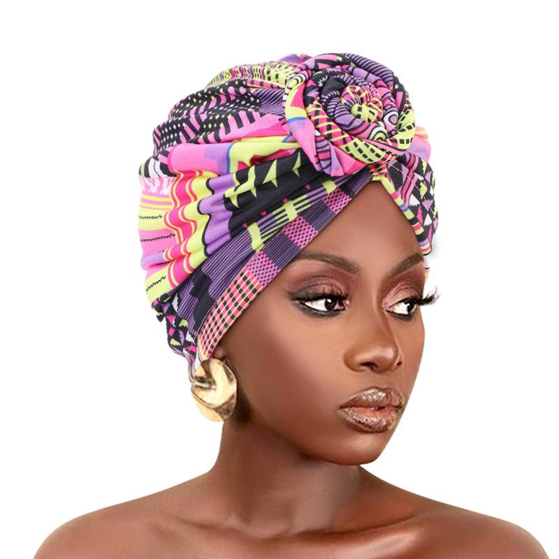 Европейская и американская этническая шапка-платок с цветком в виде диска ветра, эластичная индийская шапка с принтом, шапочка для химиотерапии Tjm-342B