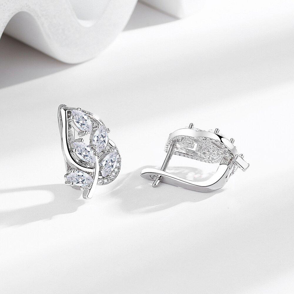 Micro-Set U-Shaped Zircon Ear Buckle Fashionable Leaf Diamond-Set Earrings Middle Eastern Style Earrings for Women Jewelry Accessories