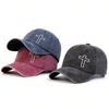 Unisex Side Cross Embroidery Wash Baseball Caps Spring and Autumn Outdoor Adjustable Casual Hats Sunscreen Hat