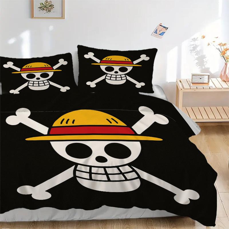 Skull Flag Bedding 3 Piece Set HD Print Duvet Cover Pillowcases for Teens Adult Bedroom Decoration Christmas Gift C3123