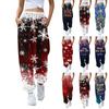 Women's Drawstring Elastic Waist Christmas Printed Casual Pants Sweatpants