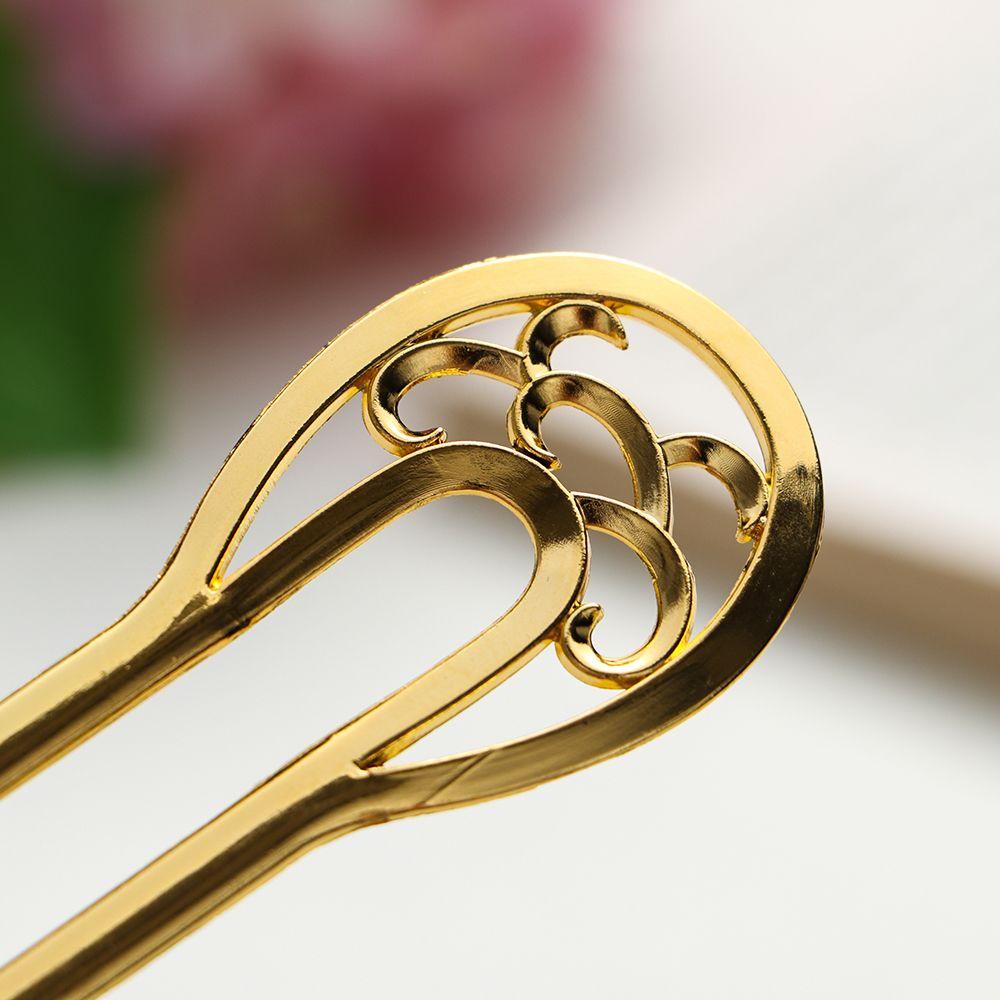 Alloy Styling Tools Hair Accessories Double Wavy Flower U-shaped Hairpin Metal Hair Stick Hairpin