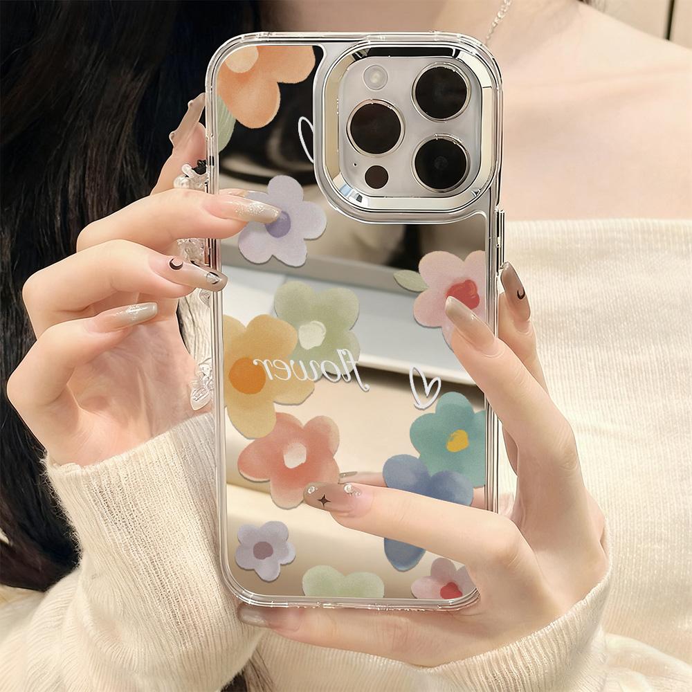 Модный чехол для телефона с зеркалом для макияжа для IPhone 17 16 16e 15 14 13 12 11 Pro Max 17E Прозрачный силиконовый чехол Coque