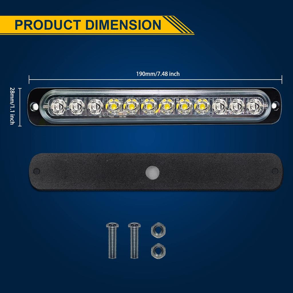RIGIDON 2pcs 19cm Strobe Light LED Light 18W 12-24V 12LED Emergency Strobe Light Emergency