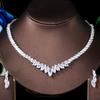CMM Top Quality Marquise Cut Cubic Zirconia Wedding Choker Necklace and Earrings Bridal Prom Dress Jewelry Sets