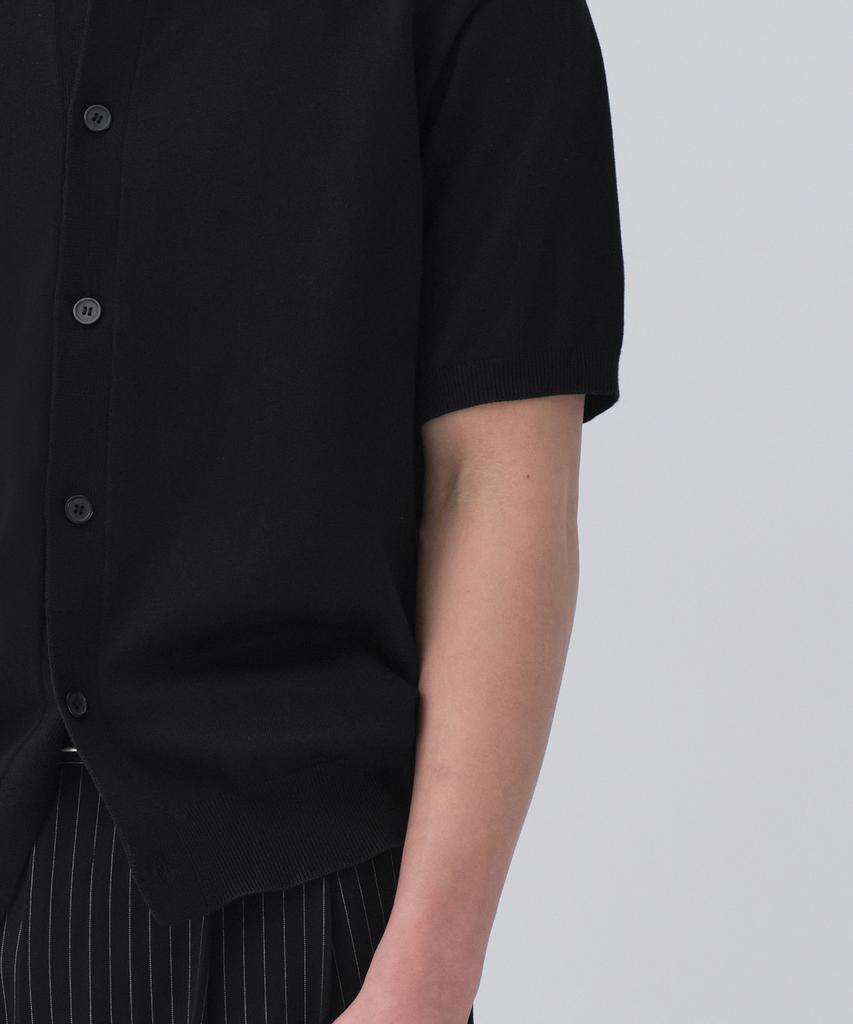 Musinsa Standard Washable Supima Cotton Collared Short Sleeve Cardigan [Black]