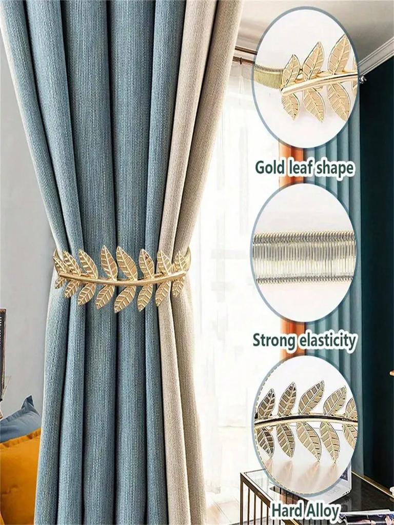 1 шт. Модная металлическая подхватка для штор - Дизайн пружины Алюминиевый сплав Резьба по листьям Подхватка для штор для штор, Современная декоративная подхватка для штор