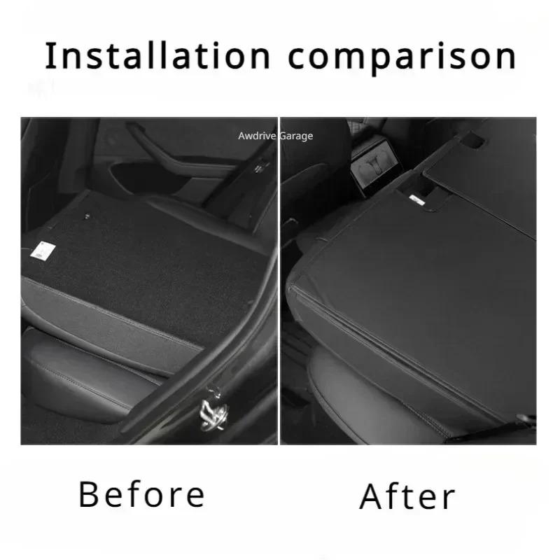 For Tesla Model 3 Y Juniper 2017-2025 Rear Seat Back Cover Leather Backrest Protector Split Dog Liner Pet Mat Anti-kick Pads
