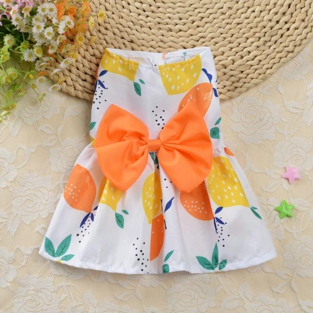 Cute Cat Dog Dress Floral Printed Pet Skirt Cat Costume Puppy Princess Skirt  Poodle