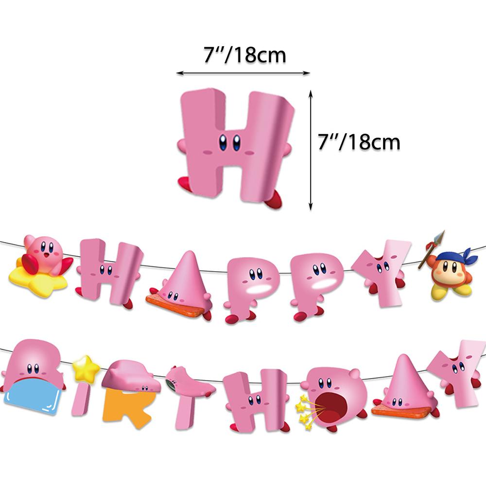 44pcs Kirby Star-Themed Party Decorations Includes Banner Cake Topper, Balloon