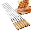 Kebab Skewers Reusable Metal Skewers 6 Pieces Stainless Steel Long Reusable Flat Bbq Tools for Camping Vegetable Cooking