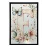 Letter "F" In Bloom - Decorative Poster Letter "F" In Bloom - Decorative Poster, 30X40 Cm, Dark Brown Wooden Frame, 230 Gsm Matte Paper
